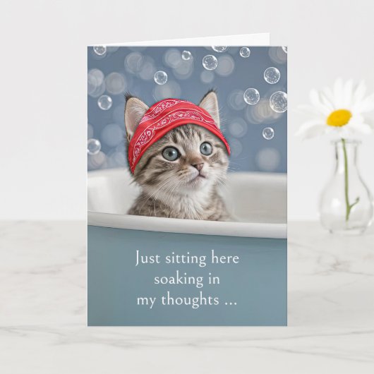 Denken aan je Schattigee kitten kat in een bubbelb Kaart (Kleine Plant)