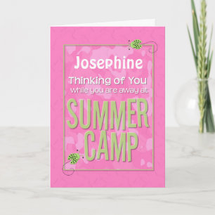 Denken aan je weg bij Summer Camp Custom Name Kaart