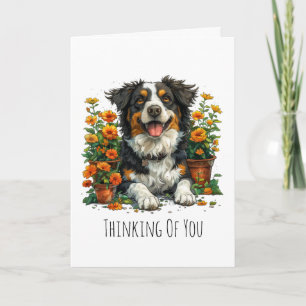Denken aan jou Border Collie in Flowers Kaart