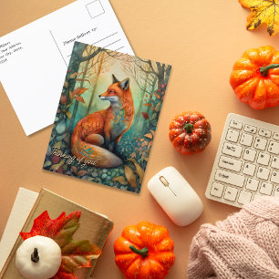 Denken aan jou Mystieke bosvos in herfst Briefkaart