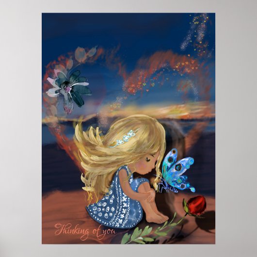 Denken aan jou op het strand poster (Voorkant)