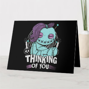 Denken aan jou voodoo poppen schattig en griezelig kaart