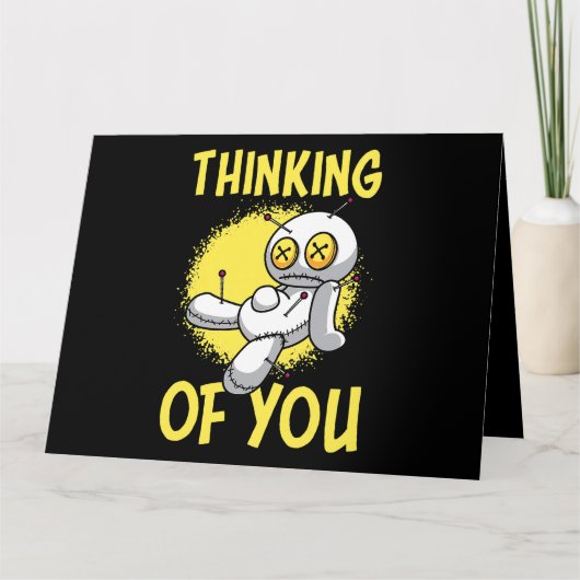 Denken aan jou voodoo poppen schattig en griezelig kaart (Voorkant)