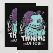 Denken aan jou voodoo poppen schattig en griezelig kaart (Voorkant / Achterkant)