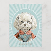 Denken aan jou White Superhero Dog Briefkaart (Voorkant)