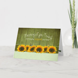 Denken aan jou - Zonnebloemen en vlinders Kaart