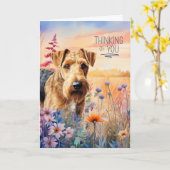 Denken aan u Airadale Terrier Dog Flowers Kaart (Gele Bloem)