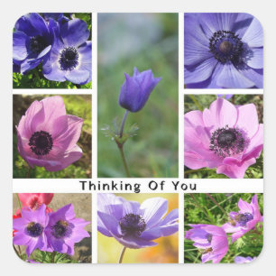 Denken aan u Anemone fotocollage Vierkante Sticker