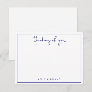 Denken aan U Navy Blue Personal Notitiekaartje