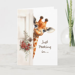 Denken aan u op College Giraffe Peeking Around Kaart