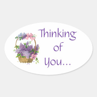 Denken aan U  Paarse Lilacs Flowers Ovale Sticker