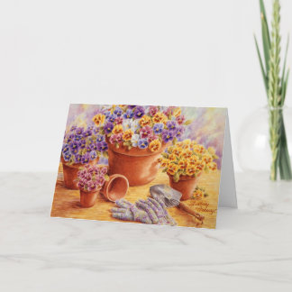 Denken aan U Tuin Pansies Wenskaart Feestdagen Kaart
