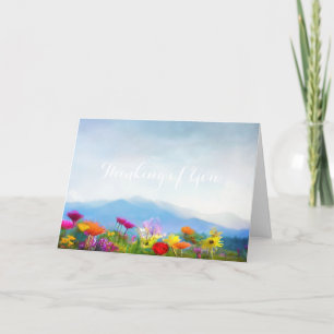 Denken aan U Wildbloemen op Mountain Painting Kaart