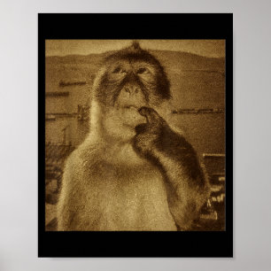 Denken Aap Meme Vintage Retro Poster