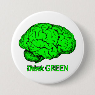 DENKEN GROEN RONDE BUTTON 7,6 CM