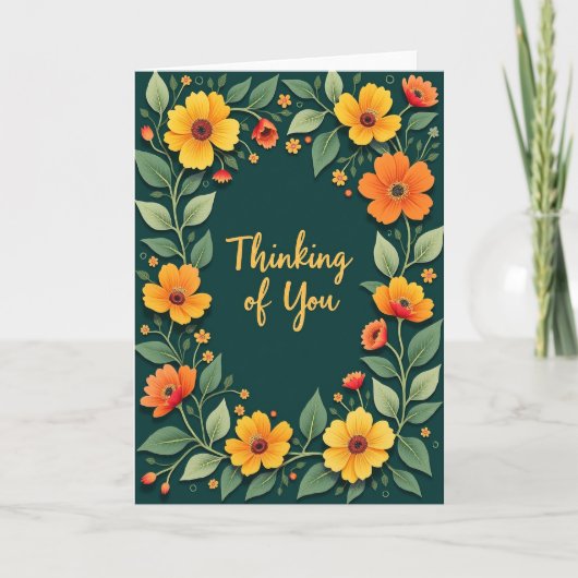 Denkend aan jou bloemenkaart kaart (Voorkant)