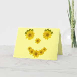 Denkend Aan Jou Gelukkig Gezicht Bloem Glimlach Kaart