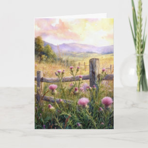 Denkend Aan Jou Landelijk Roze Distels Kaart