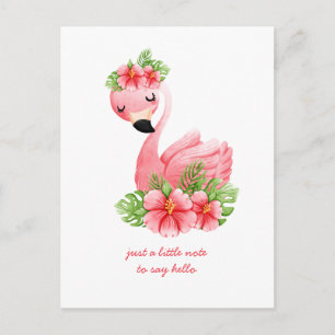 Denkend Aan Jou Roze Flamingo Tropische Bloemen Po Briefkaart