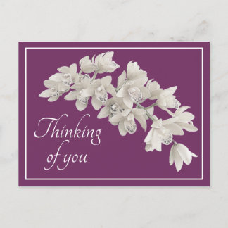 Denkend aan Jou Witte Orchidee Moderne Botanische Briefkaart