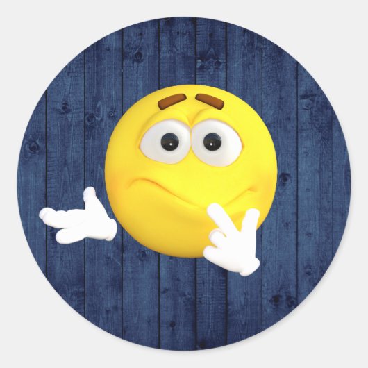 Denking Emoji Ronde Sticker (Voorkant)