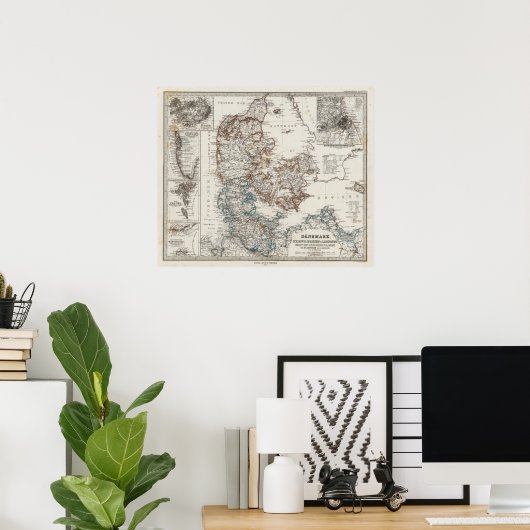 Denmark Atlas Map with 5 inset maps Poster (Thuiskantoor)