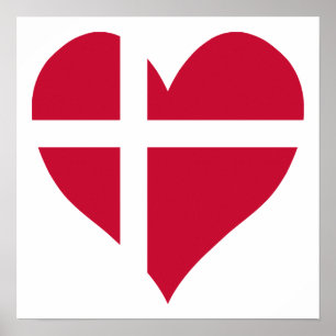 Denmark Flag Heart Poster