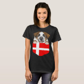 Denmark Flag St Bernard Dog In Pocket T-shirt (Voorkant volledig)