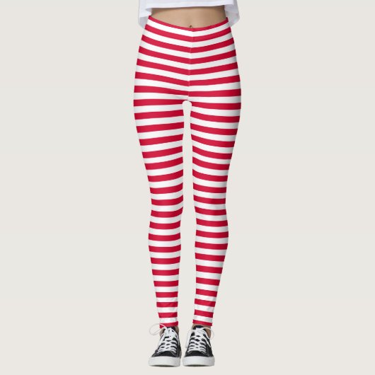 Denmark flag stripes country color pattern red whi leggings (Voorkant)