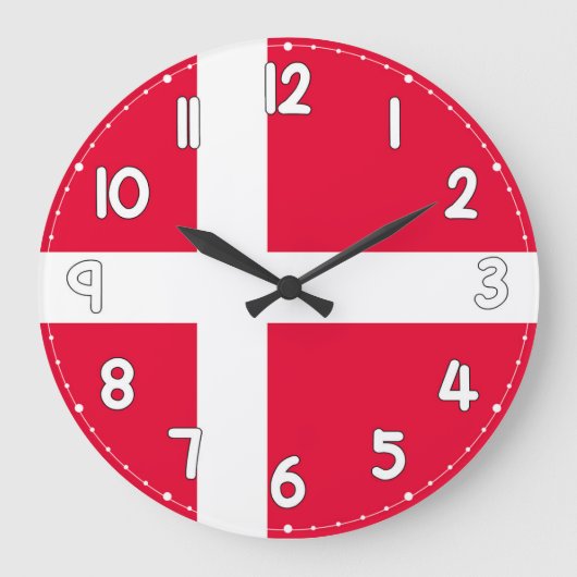 Denmark Flag Wall Clock – Patriotic Danish Decor Grote Klok (Voorkant)