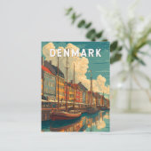 Denmark Illustration Travel Art Vintage Briefkaart (Staand voorkant)