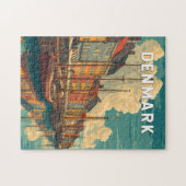 Denmark Illustration Travel Art Vintage Legpuzzel (Horizontaal)