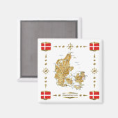 Denmark Map + Flags Aimant (Recto/Verso)
