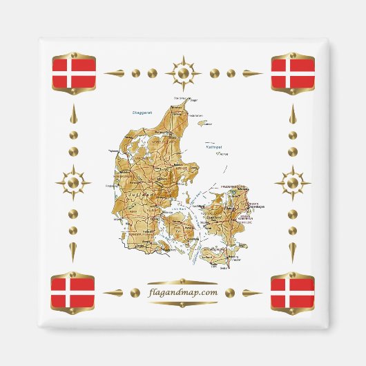 Denmark Map + Flags Aimant (Devant)