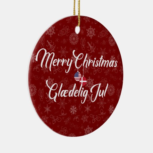 Denmark USA Bilingual Merry Christmas Keramisch Ornament (Rechts)