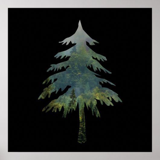 Dennebomen in het bos poster (Voorkant)