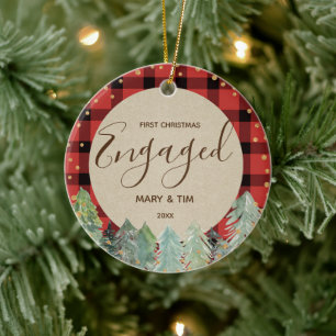 Dennehouten Eerste Kerst Verloving Ornament Cadeau