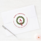 Dennekrans Monogram Prettig Kerstfeest Ronde Sticker (Envelop)