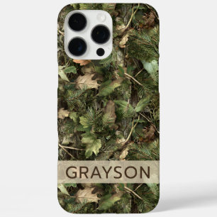Dennen en Bladeren Camouflage Gepersonaliseerd iPhone 16 Pro Max Hoesje