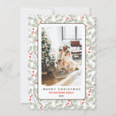 Dennen takjes en bessen Aangepaste foto Kerstmis Feestdagenkaart (Voorkant)