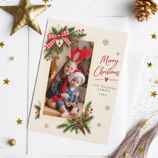 Dennen Takken Frame Kerstvakantie Feestdagenkaart
