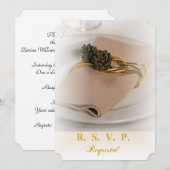 Dennenappel en servet trouwkaart kaart (Voorkant / Achterkant)