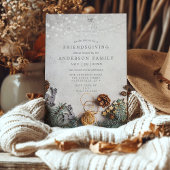 Dennenappel Slingerlichtjes Rustieke Friendsgiving Kaart