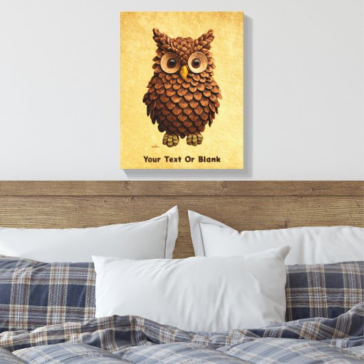 dennenappel-uil canvas afdruk (Insitu (Slaapkamer))