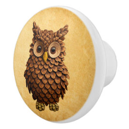 dennenappel-uil keramische knop