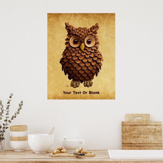 dennenappel-uil poster (Keuken)