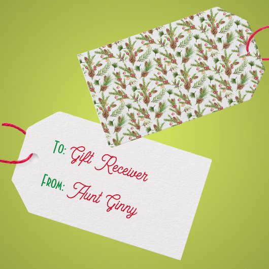 dennenappels en stekken botanisch cadeaulabel