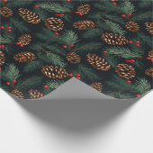  dennenappels en takken met bessen cadeaupapier (Hoek)