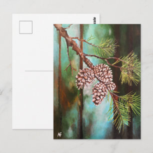 Dennenappels op een winterdag door Alfred Fox Briefkaart