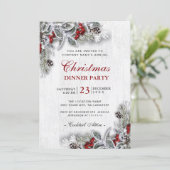 Dennenappels Tak Rustieke Kerst Diner Feest Kaart (Staand voorkant)
